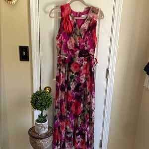 Calvin Klein Pink and Purple Floral Coquette Cottagecore Maxi Dress